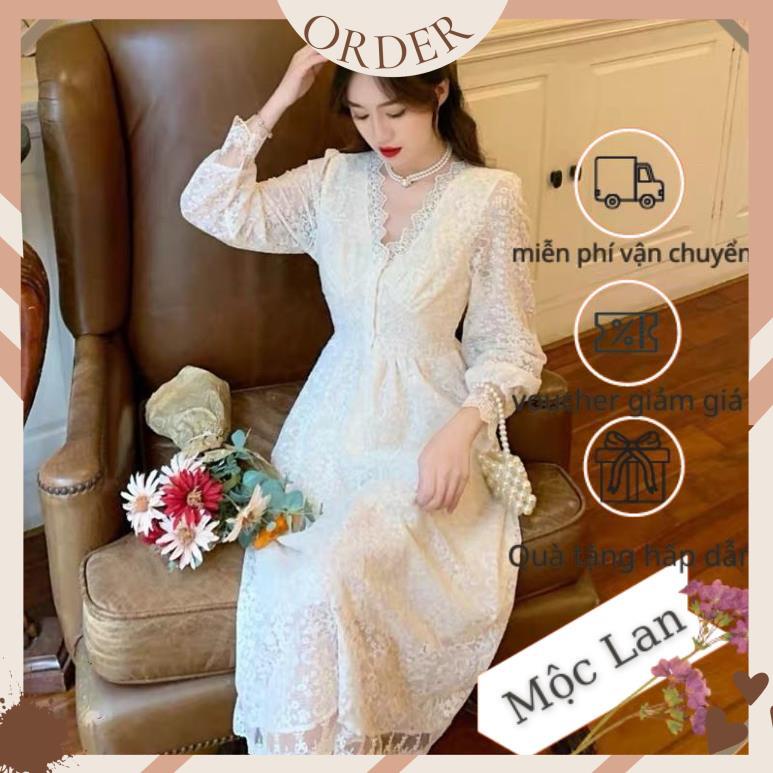 (MộcLan ORDER) Đầm ulzzang công chúa ren xoè 2 lớp cổ V cao cấp dáng dài|váy ren thiết kế tiểu thư sang chảnh | BigBuy360 - bigbuy360.vn