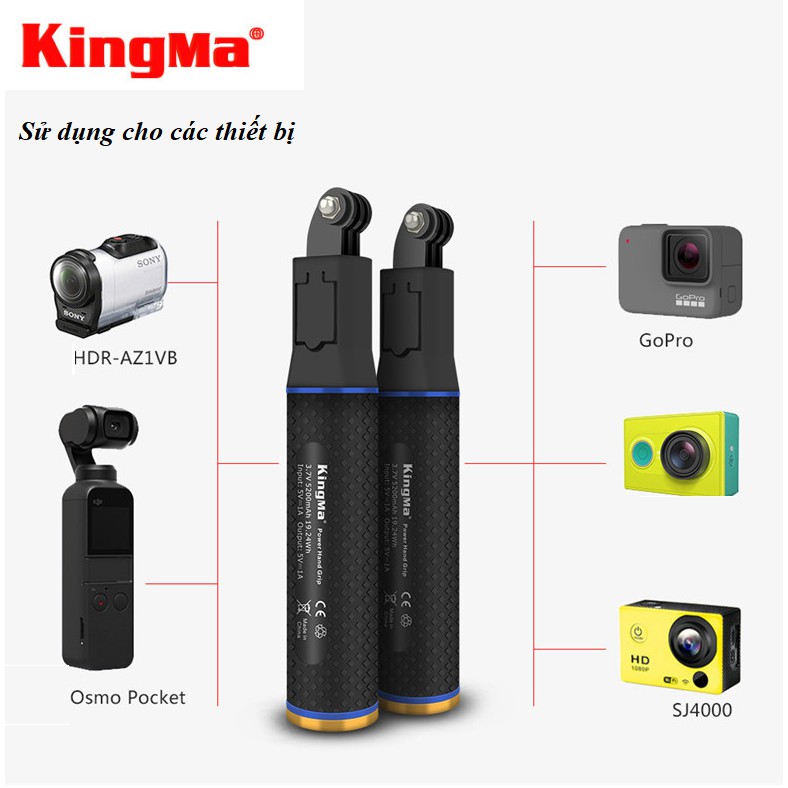 Sạc dự phòng gopro hãng kingma dung lượng cao 5200mah cho máy quay hành động gopro hero 5/6/7/8 | BigBuy360 - bigbuy360.vn