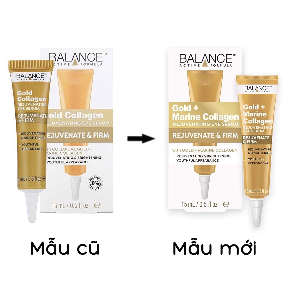 [Mẫu mới] Kem Vàng Giảm Thâm Mắt Balance Active Formula Gold Collagen Rejuvenating Eye Serum 15ml