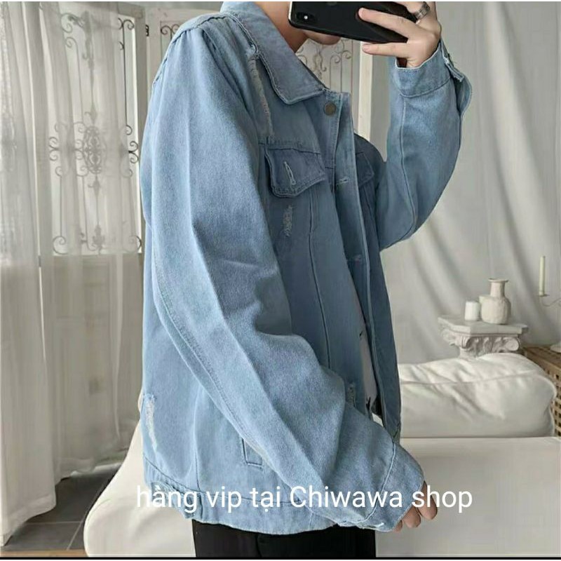 (sỉ) Áo khoác jean nam - áo khoác nữ chất jean form rộng mới ra cực đẹp hình thật