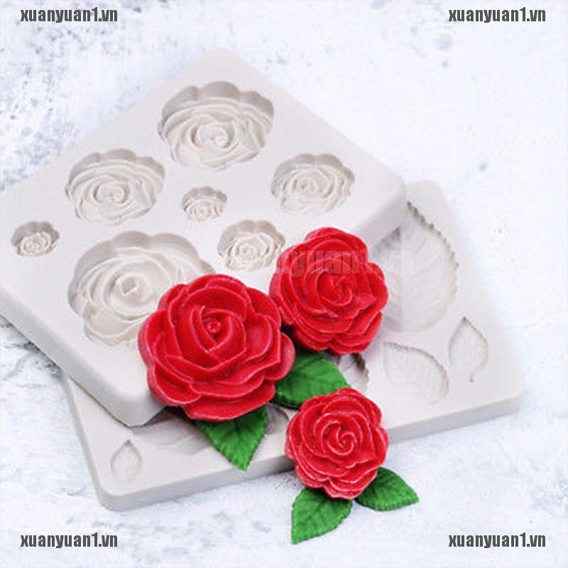 [XUANYUAN1] Khuôn Làm Bánh / Sô Cô La / Kẹo Đường Hình Hoa Hồng 3D Bằng Silicone