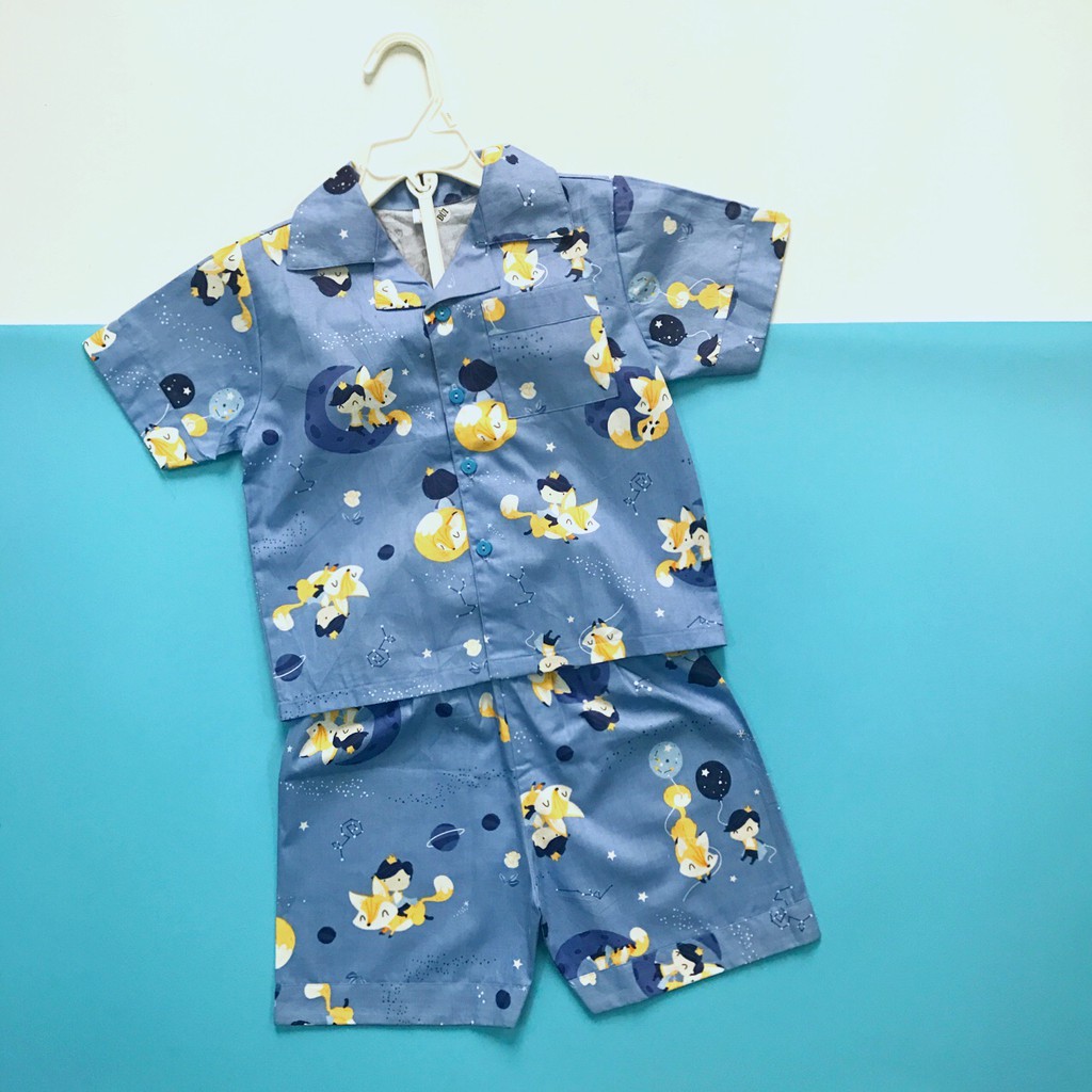 Pijama đùi cho bé vải cotton hút mồ hôi Hoàng tử bé size 14-35kg