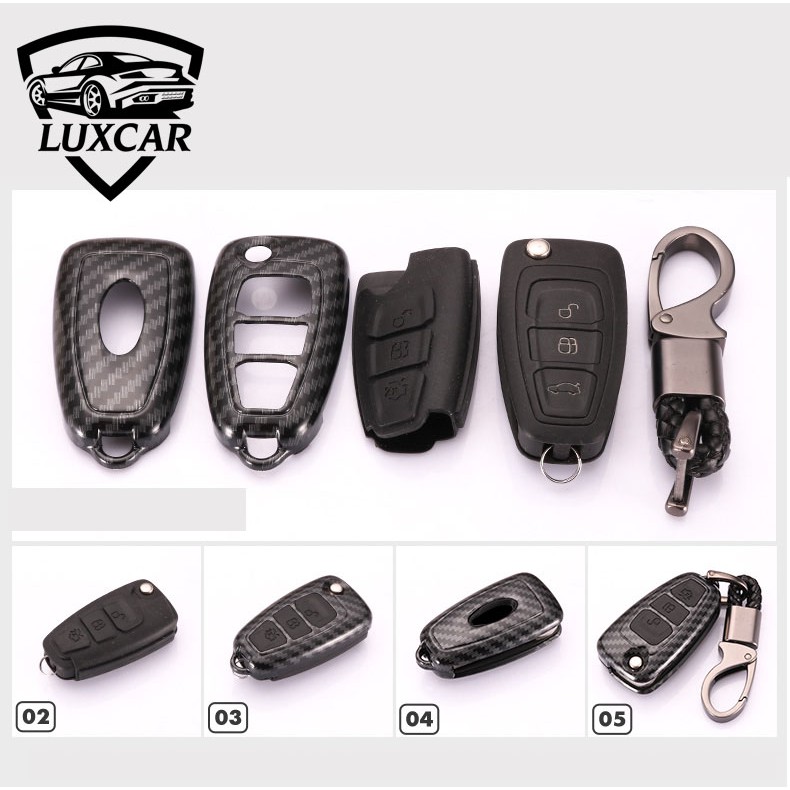 Ốp khóa ô tô LUXCAR CARBON FORD có chìa + BT50 (XLS, XLT, MAZDA BT50) cao cấp