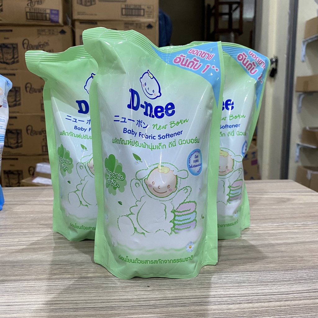 Combo 3 túi nước xả vải mềm mại em bé DNee túi 600ml -Hàng Thái [Màu Xanh lá]