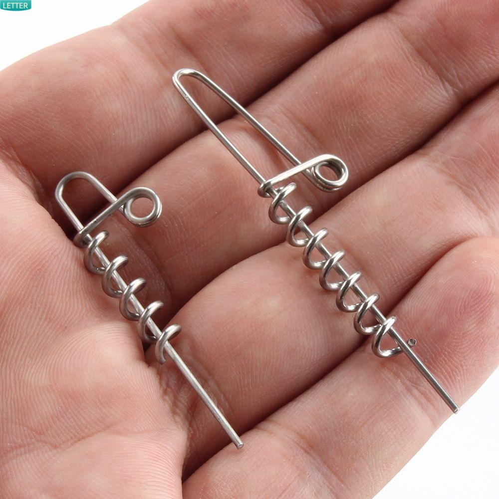 LETTER Durable Soft Fishing Bait Connector Fish Gear Tools Fixed Latch Needle Spring Lock Pins Stainless Steel Angling Accessories 45/60MM Worms Lure Hook Pin