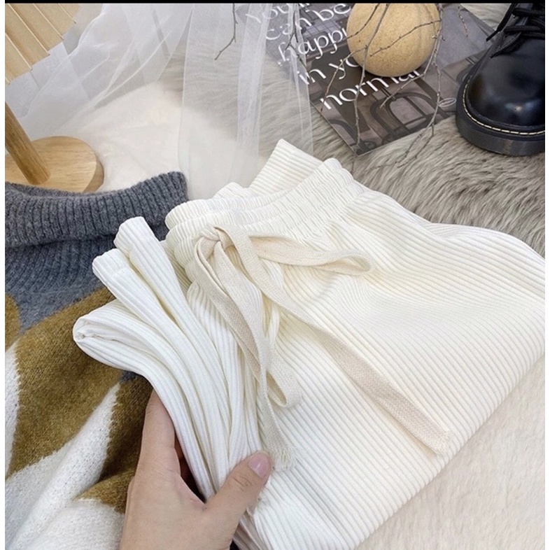 Quần dập ly dây rút thun tăm ống suông, cạp chun vải tăm chìm ít nhăn thoáng mát LY004 XinhShop365