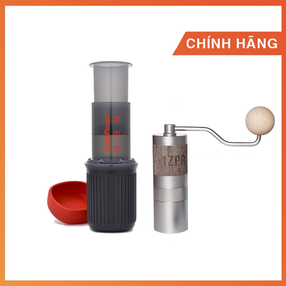 Combo du lịch với Aeropress Go và cối xay cà phê 1Zpresso Q2