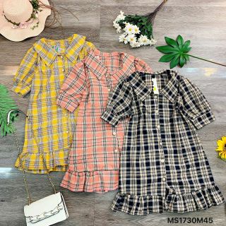 Đầm suông sọc caro viền đuôi cá QC (Ảnh thật)