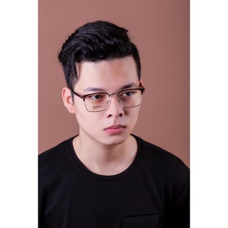 Gọng kính nhựa viền kim loại không gỉ dáng mắt vuông (6205)