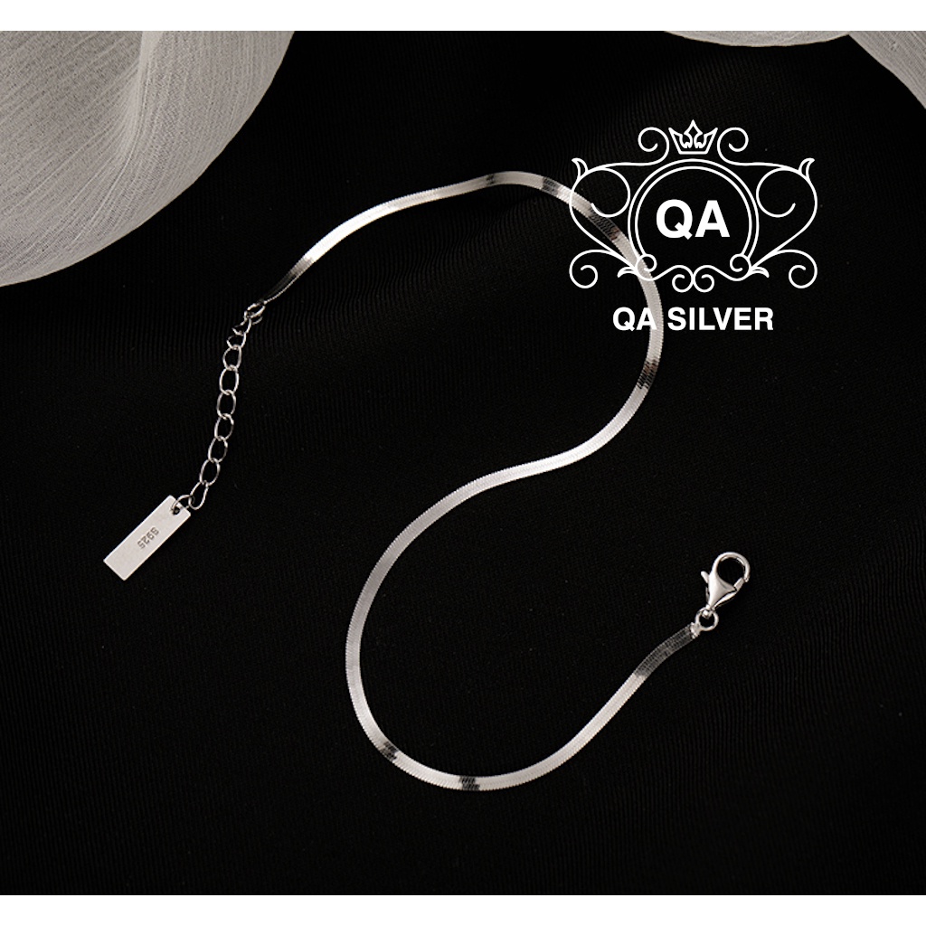 Lắc chân bạc 925 sợi rắn mặt chữ nhật vòng nữ tối giản S925 MINIMAL Silver Anklet QA SILVER AN210901