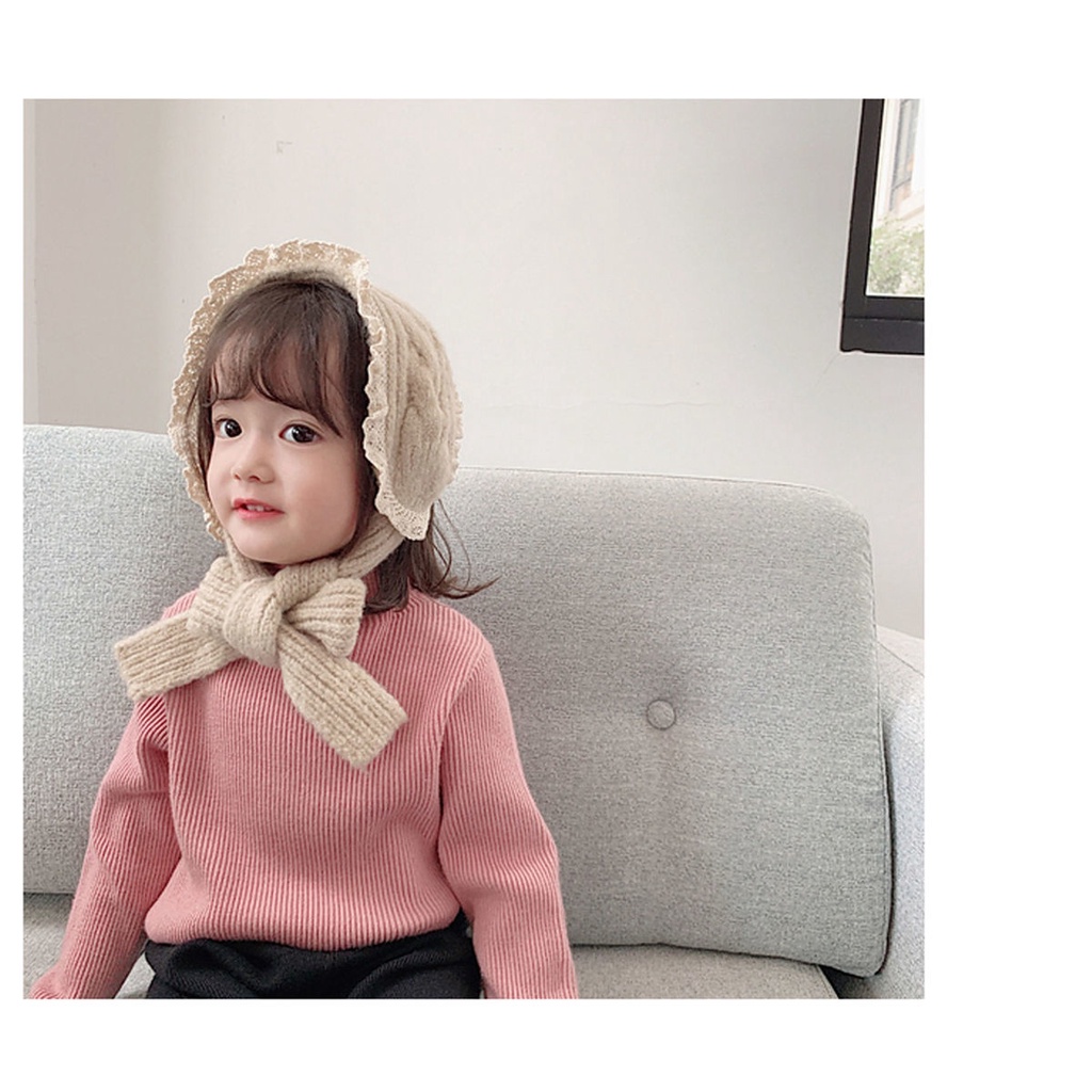 Áo sweater phối nhung thời trang mùa đông 2023 cho bé gái