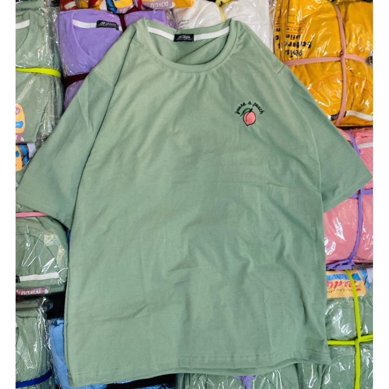 HÌNH THẬT 100%Áo Thun tay lỡ Unisex thêu Trái đào siêu hot