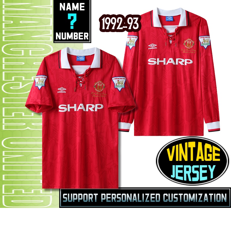 Áo Thun Bóng Đá Tay Ngắn Số 1992-93 Manchester United Champions Sân Nhà