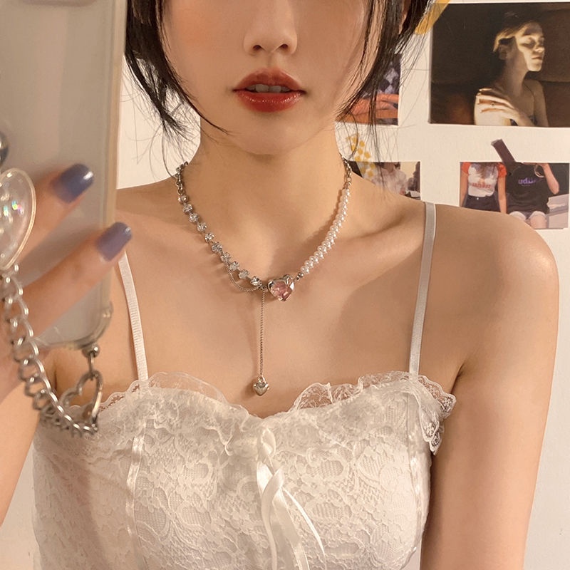 Vòng cổ Hợp Kim Đính Đá Và Ngọc Trai Nhân Tạo Thời Trang