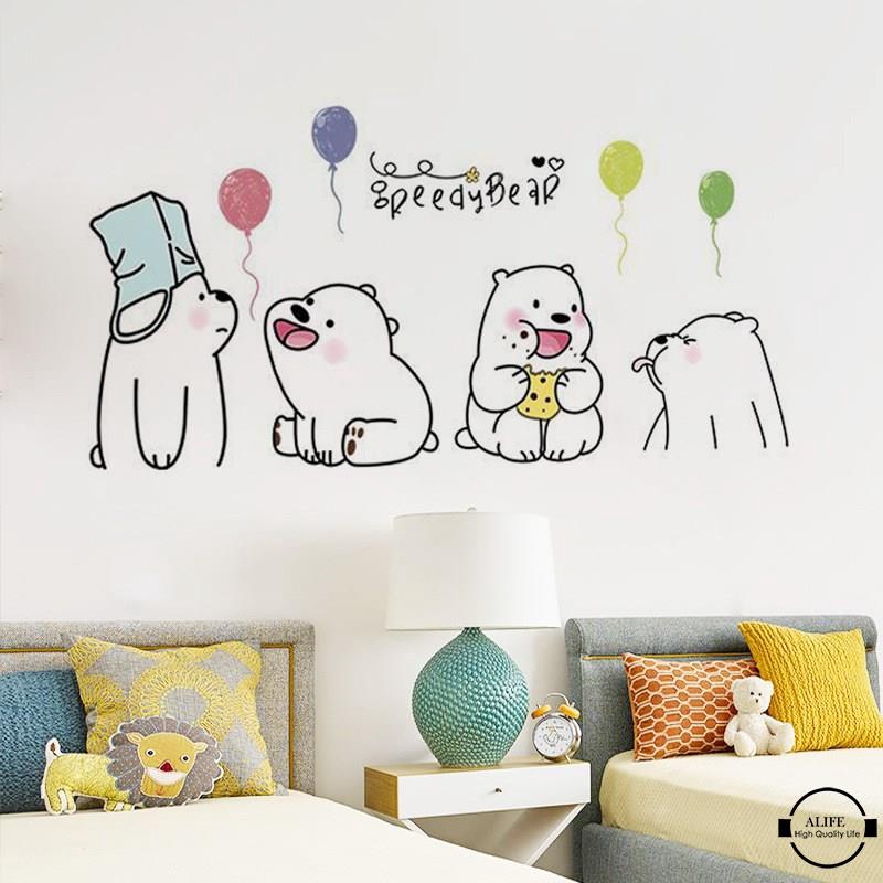 Sticker dán tường hình gấu hoạt hình dễ thương trang trí nhà cửa | BigBuy360 - bigbuy360.vn