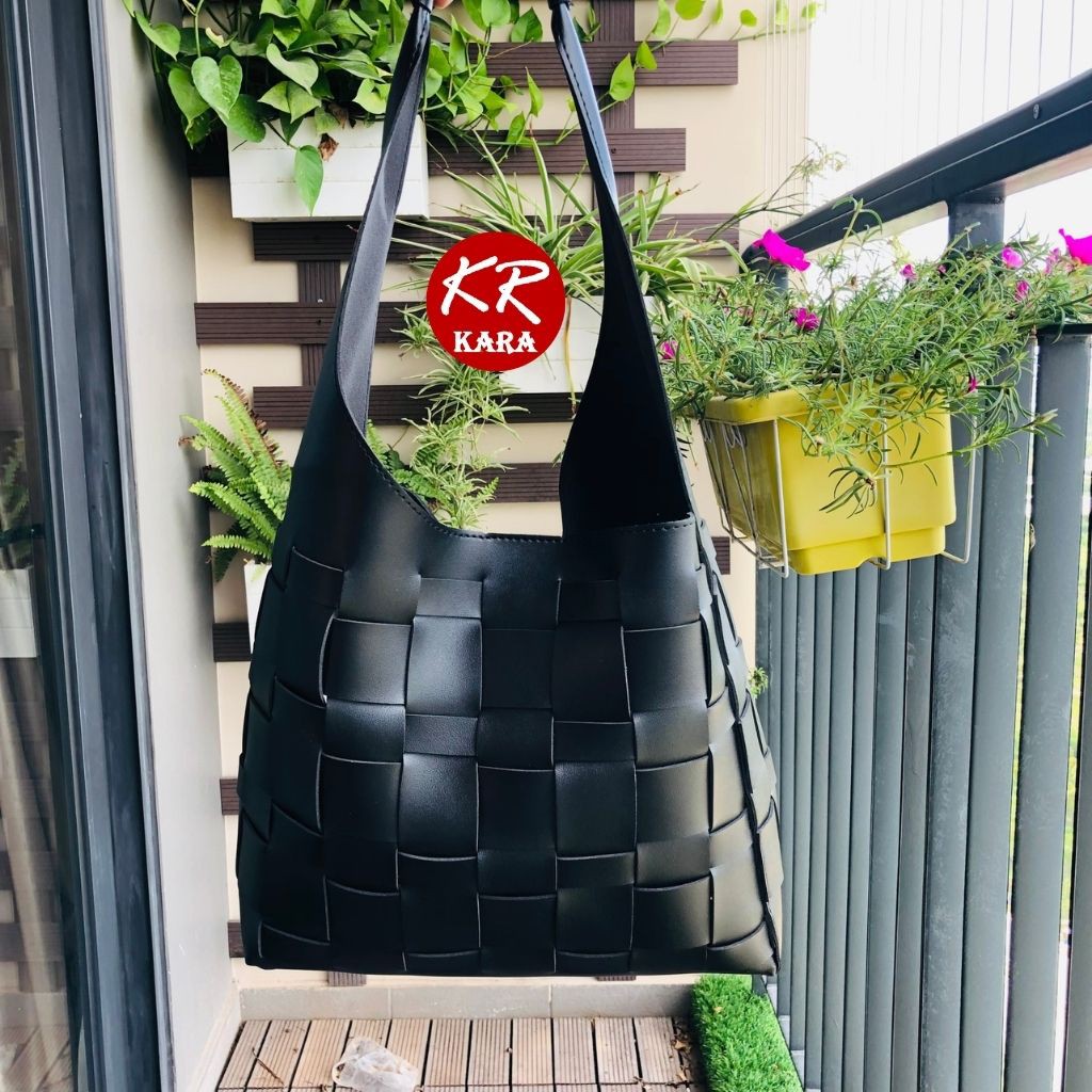 (Cao cấp) Túi Tote Da đan phong cách Hàn Quốc KR431-  Kèm ví, Size 29*28*13cm, Da PU cao cấp, 2 màu lựa chọn- KARA 431