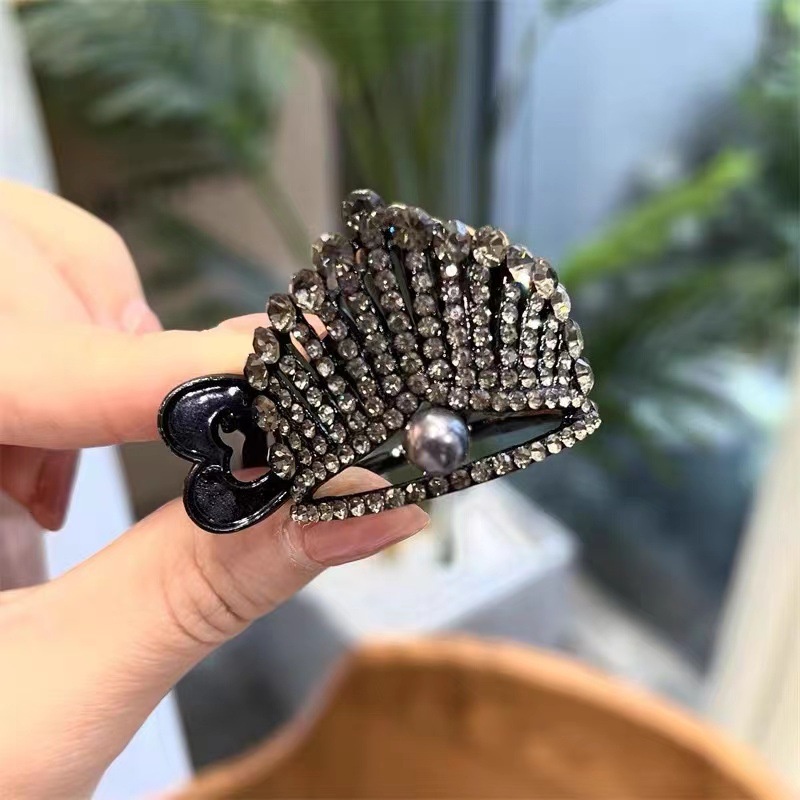 Phụ nữ Hàn Quốc Rhinestone Thời trang Ngọc trai Tóc đuôi ngựa Kẹp tóc Vương miện Kẹp tóc Trang nhã Phụ kiện tóc