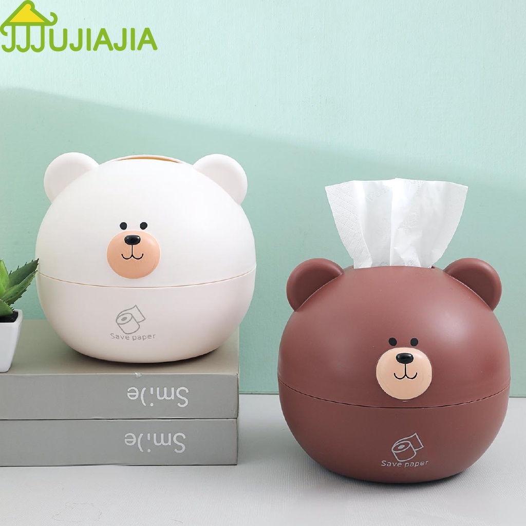 Hộp để khăn giấy JUJIAJIA hoạt hình gấu dễ thương cho phòng khách