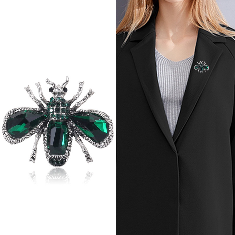 Ghim Cài Áo Hình Con Ong Đính Đá Phong Cách Vintage