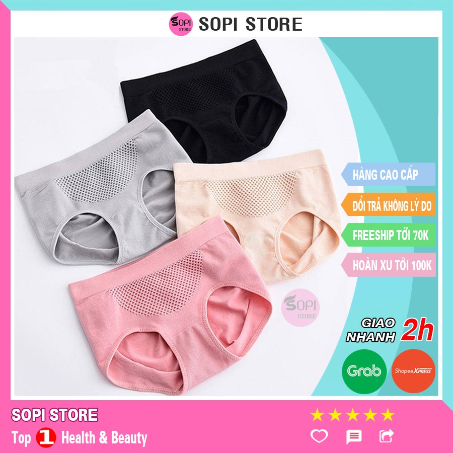 Quần lót nữ cotton tổ ong 3D xuất Nhật freesize, quần lót nâng mông siêu co giãn kháng khuẩn QLH23 - Sopi Store
