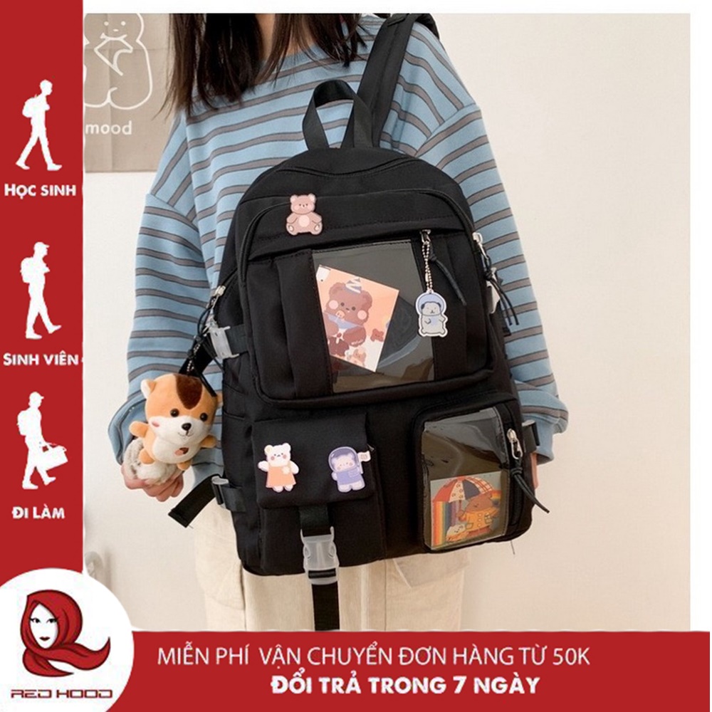 Balo Thời Trang Nữ Ulzzang Phong Cách Hàn Quốc Đi Học Chất Vải Canvas Cao Cấp REDHOOD RD-02