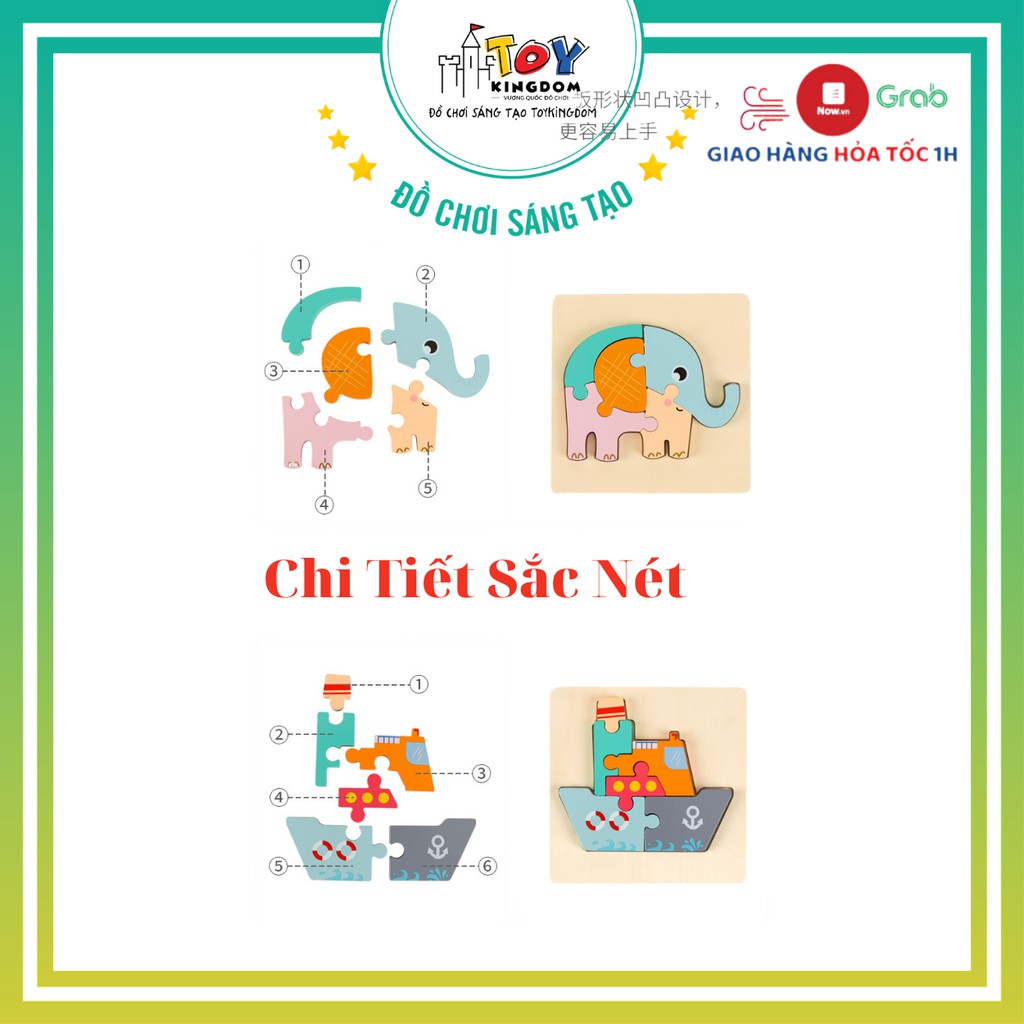 Đồ Chơi Xếp Hình Gỗ 3D Phát Triển Trí Thông Minh Cho Bé