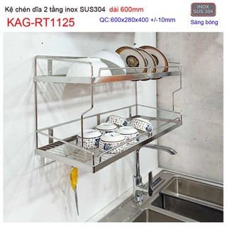 KỆ ĐỰNG CHÉN BÁT 2 TẦNG INOX KAG-RT1125