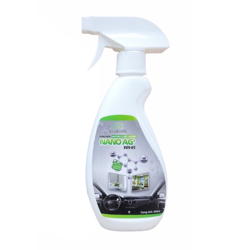 khử mùi xe ô tô ngay lập tức và làm sạch không khí nano bạc 300 ml EcoAir VN