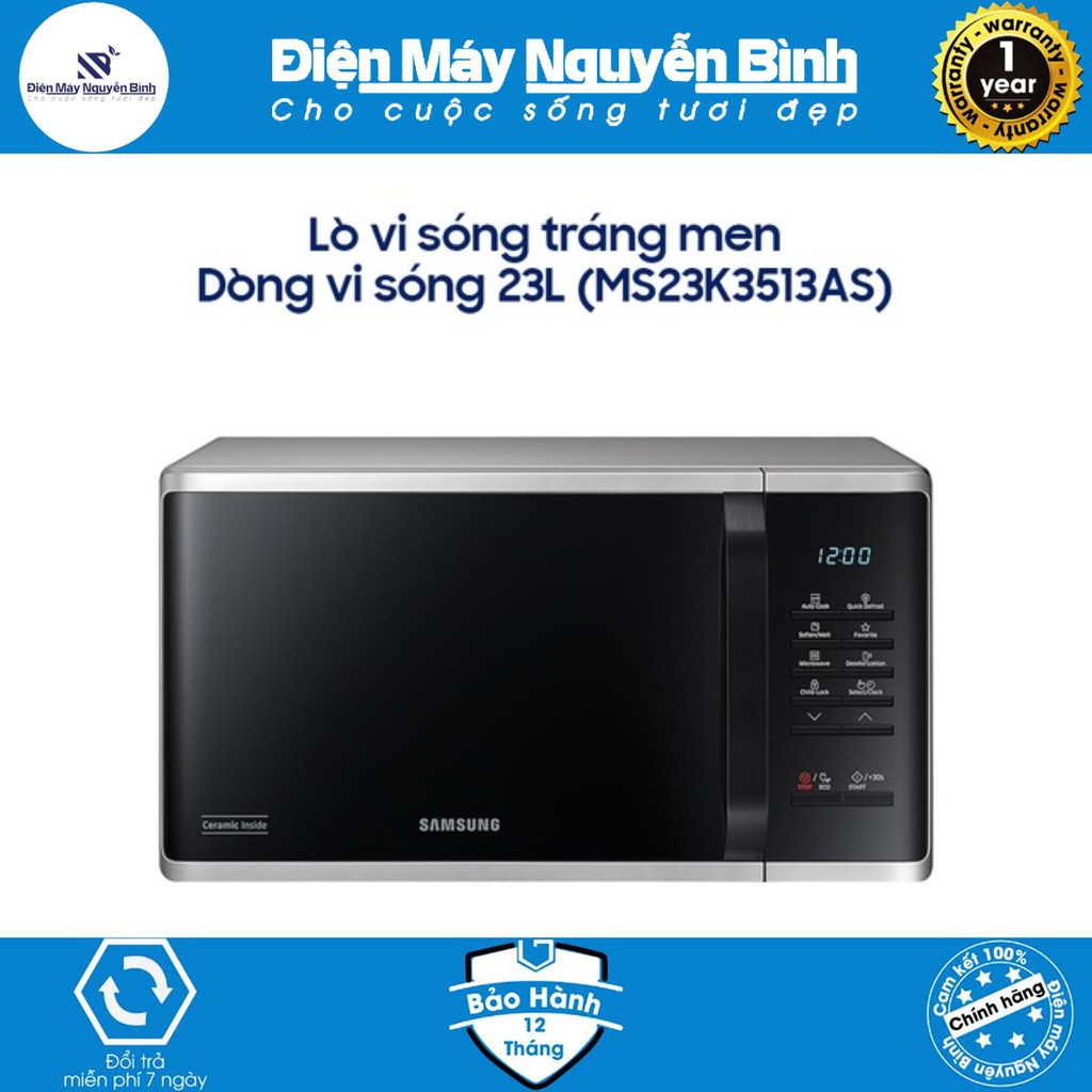 [ HÀNG CHÍNH HÃNG 100% CÔNG TY ] Lò vi sóng Samsung MS23K3513AS 23L 800W