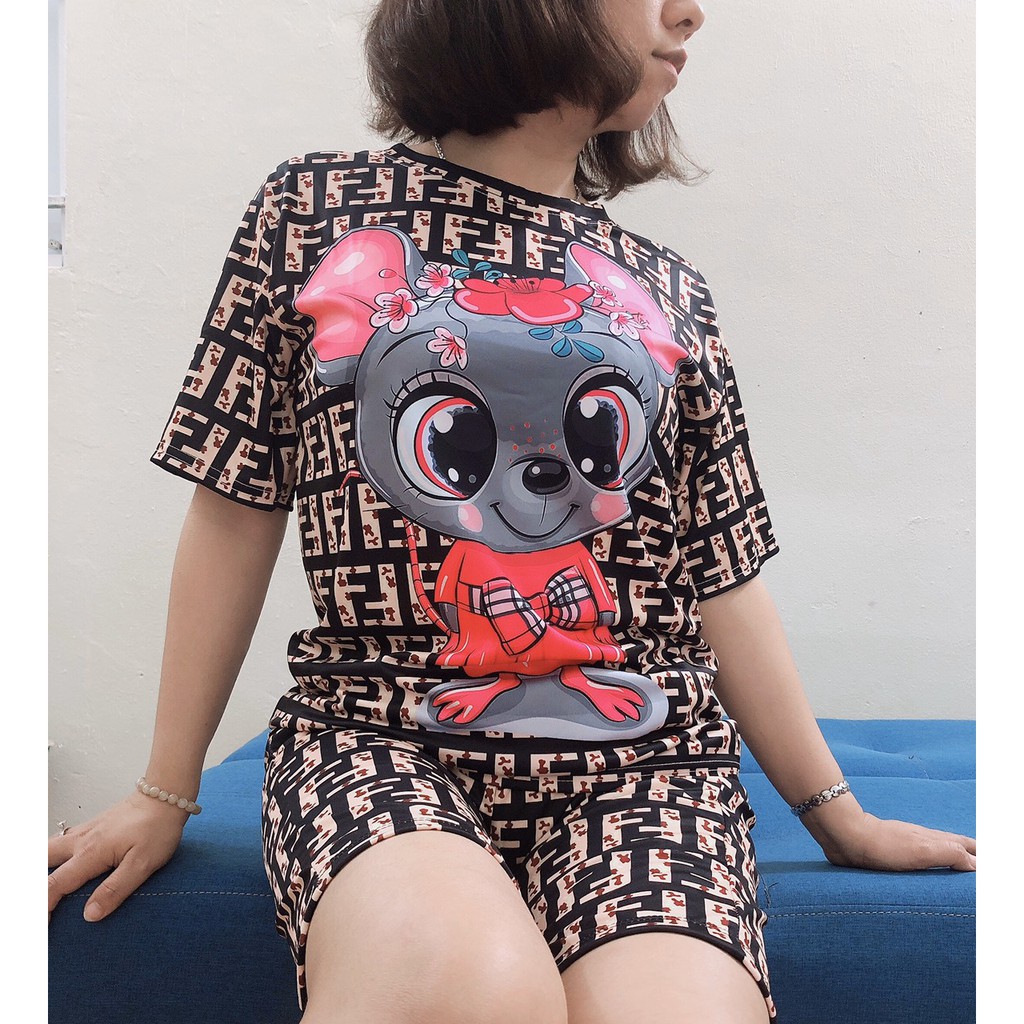 Đồ bộ thun 3D dày đẹp, mặc nhà, mặc ngủ, quần lửng, có túi | BigBuy360 - bigbuy360.vn