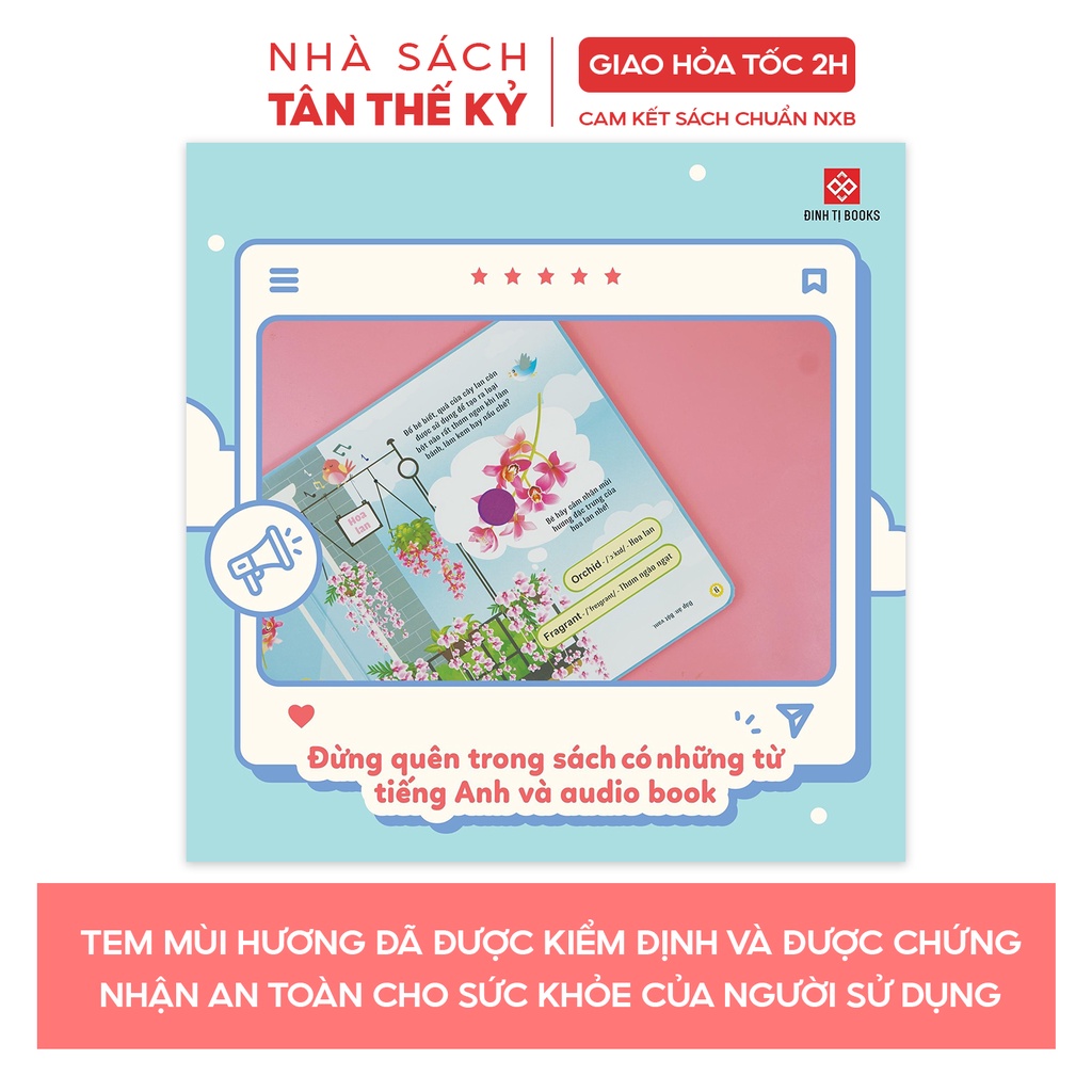 Sách - Mùi hương các loại hoa và trái cây tương tác kích thích giác quan kèm file nghe cho trẻ 2 đến 6 tuổi