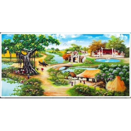 Tranh đính đá Đầu làng - LV199