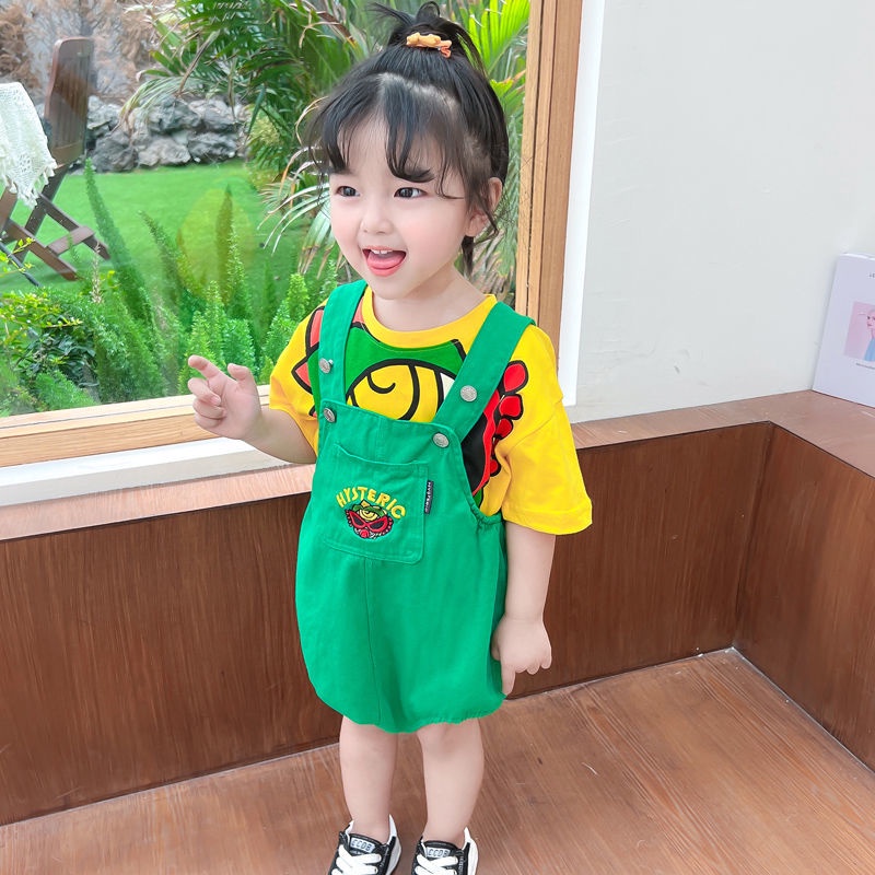 Bộ Áo Liền Quần Bằng Cotton Nguyên Chất In Hình Khủng Long Hoạt Hình Ba Chiều Thời Trang Mùa Hè Hàn Quốc Cho Bé