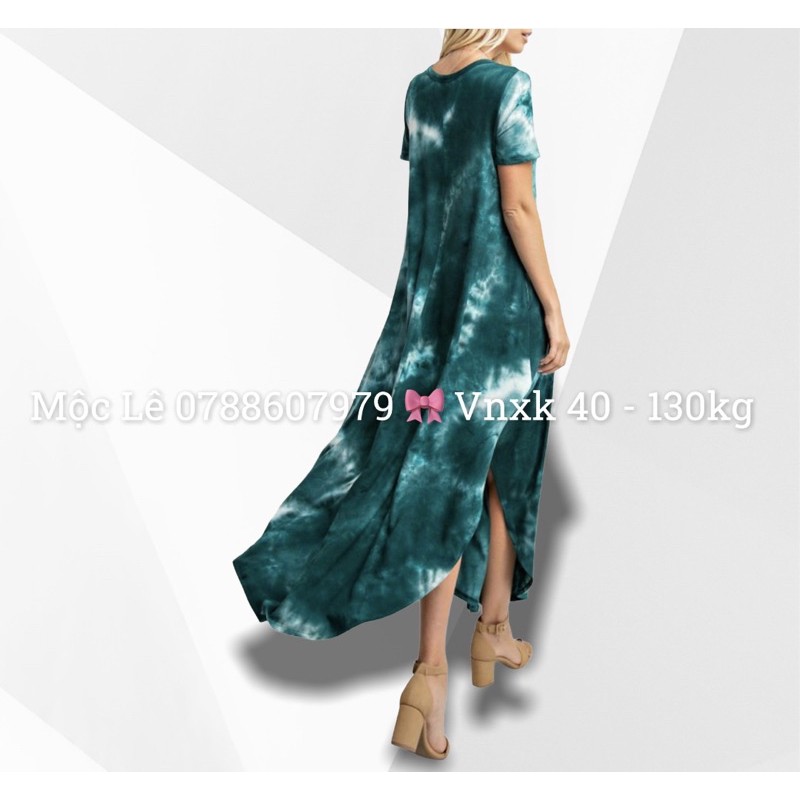 Đầm maxi vnxk loang wax nhiều màu xuất xịn phom dài bigsize tie dye maxi dress