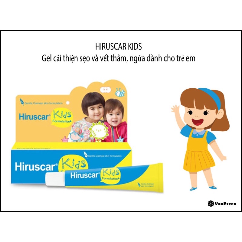 Gel chăm sóc sẹo và sẹo thâm dành cho trẻ em Hiruscar Kids Formulation - 10 gram