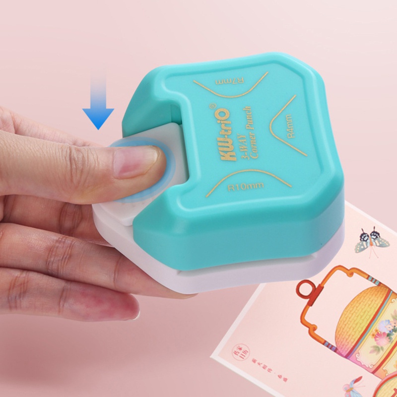 Dụng cụ bấm lỗ/làm tròn góc 3 trong 1 cho giấy thủ công/dự án DI/cắt ảnh/làm thiệp/tập ảnh