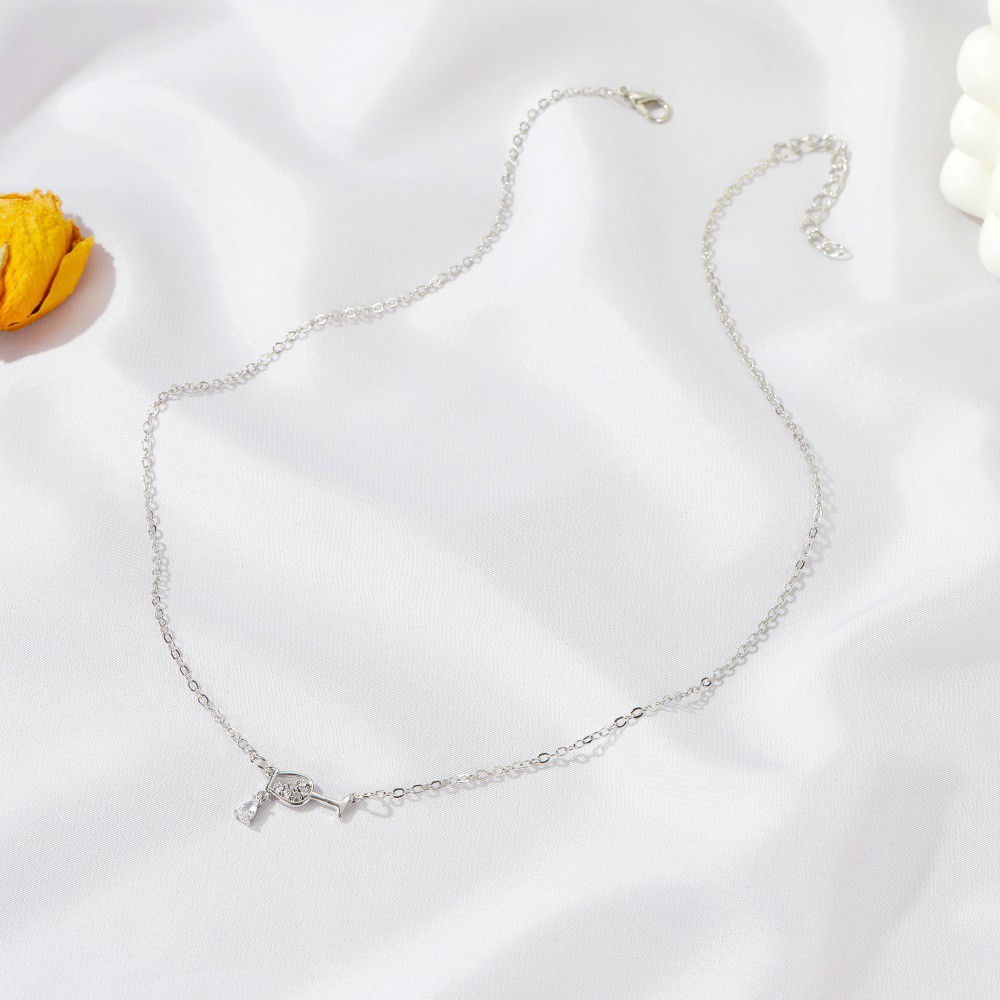Dây chuyền mặt hình ly rượu đính đá Zircon thời trang cho nữ