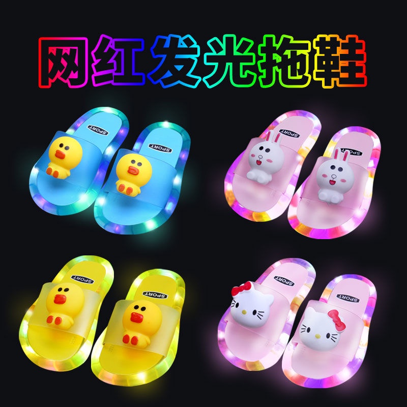 Dép có đèn LED rực rỡ đế chống trượt họa tiết phim hoạt hình dễ thương dành cho trẻ đi trong nhà mùa hè