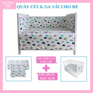 Quây Cũi Cho Bé Kèm Ga Vải, Chất Liệu Thô Lụa Cao Cấp, Nhiều Kích Thước Lựa Chọn
