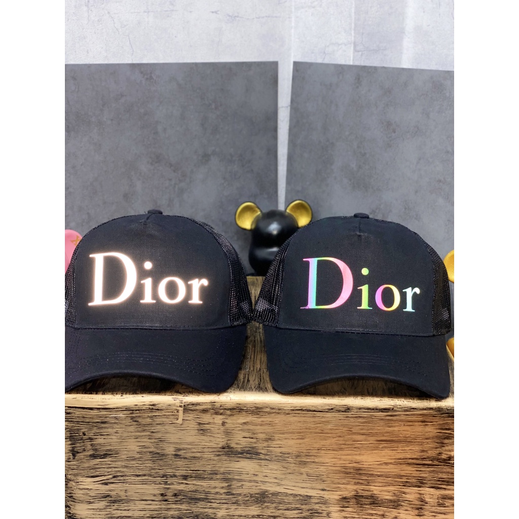 Mũ lưới in chữ Dior phản quang 7 màu, Nón dạ quang, phong cách thể thao basic, dạo phố về đêm, TX35