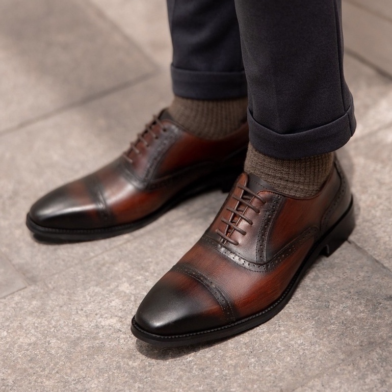Giày da nam Oxford cao cấp da bò thật bảo hành 1 năm - Mã T170