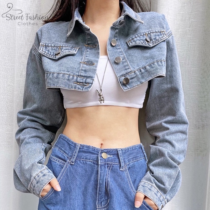 Áo khoác bò denim croptop sexy, cá tính