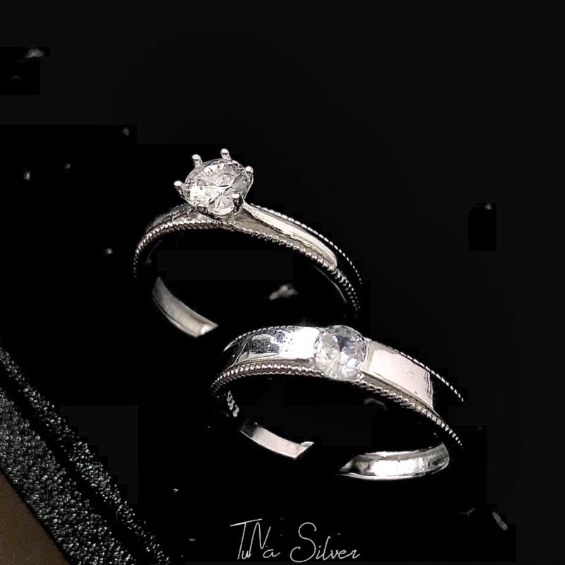 Nhẫn đôi bạc Royal Love gắn đá freesize, nhẫn cặp bạc tình yêu nam nữ cao cấp - Cam kết chuẩn bạc - 𝐓𝐔𝐍𝐀 𝐒𝐈𝐋𝐕𝐄𝐑