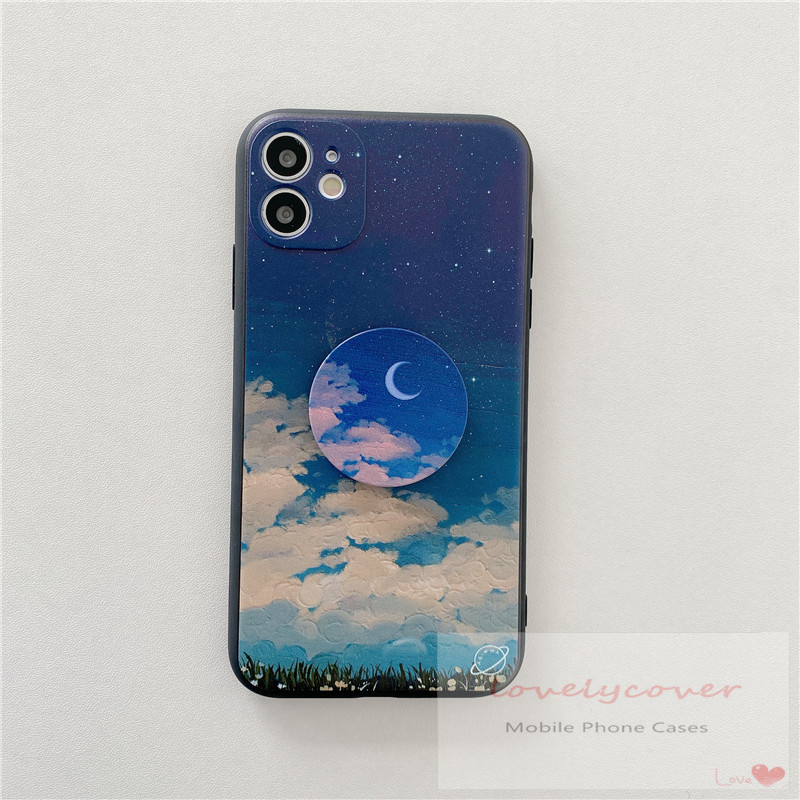 IPHONE ROMANCE POP SOCKET Ốp Lưng Họa Tiết Trăng Sao Dễ Thương Có Giá Đỡ Cho Iphone 11 11pro Max 6 6s 7 8 Plus X Xr Xs Max Se