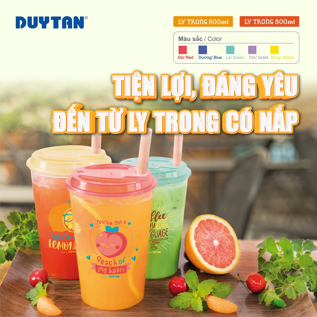 Ly trong Nhựa Duy Tân dung tích 600ml /800ml - nhiều sắc màu