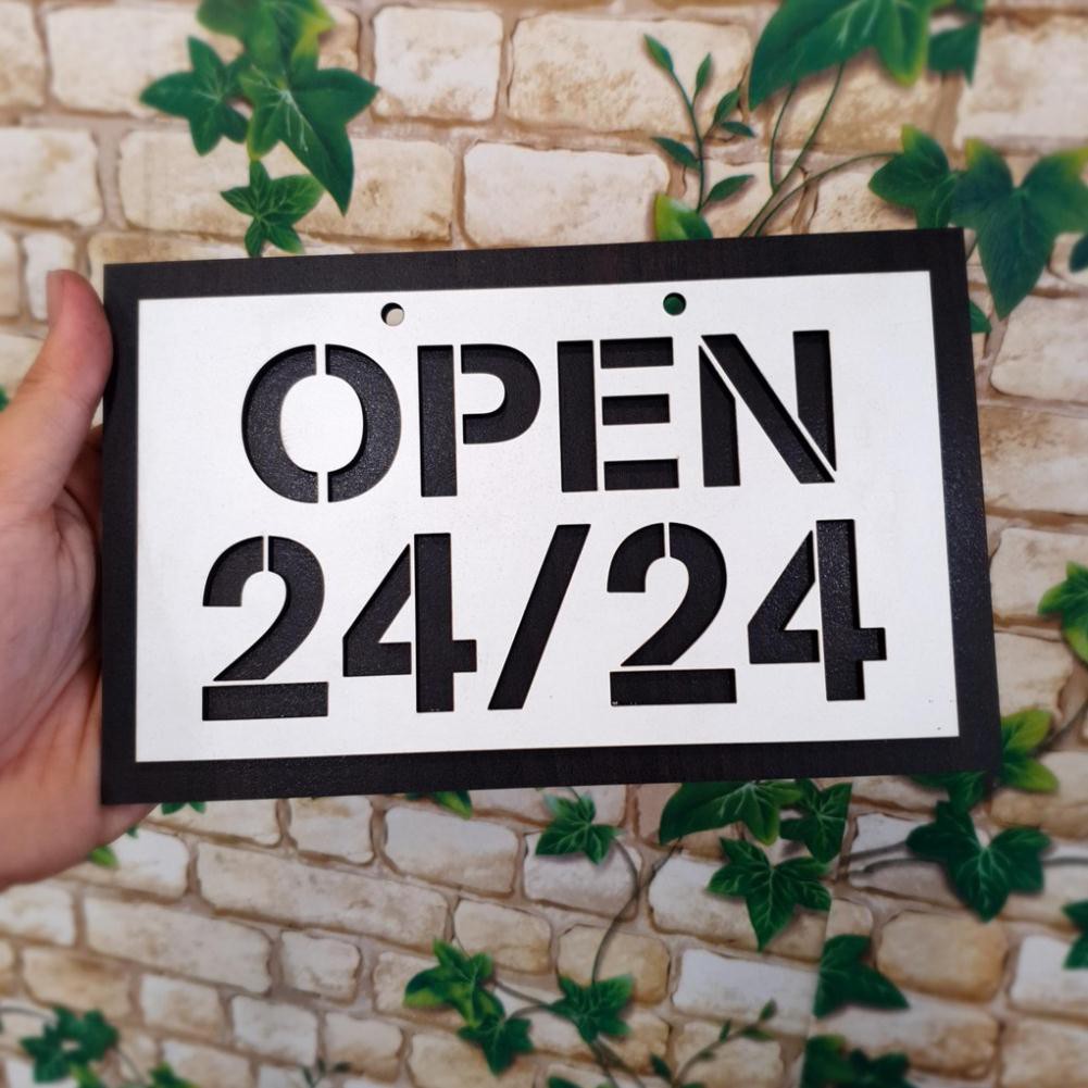 Bảng Gỗ Mẫu Open 24/24 - Mở Cửa