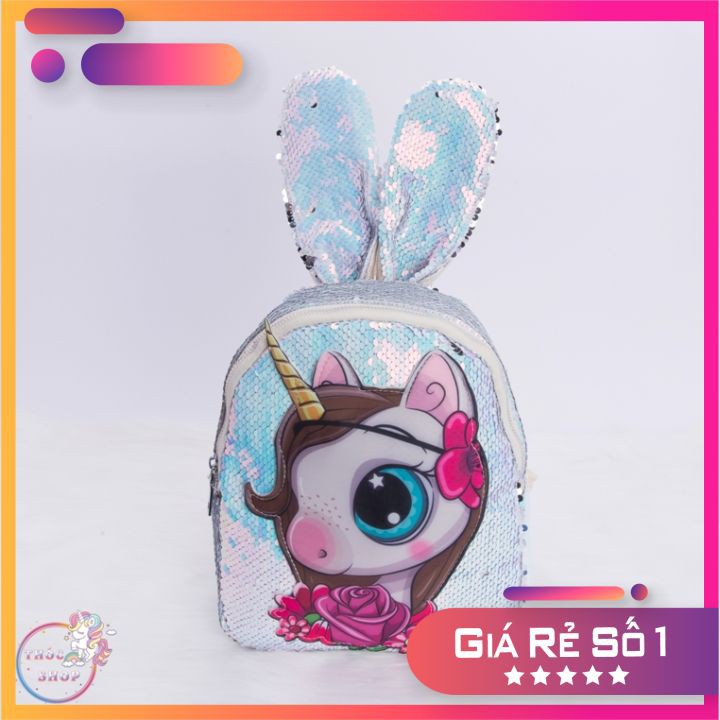 Balo bé gái 🌸SIÊU XINH 🌸 Balo trẻ em Pony kim tuyến lấp lánh cực xinh, có lớp lót Polyester chống thấm tốt