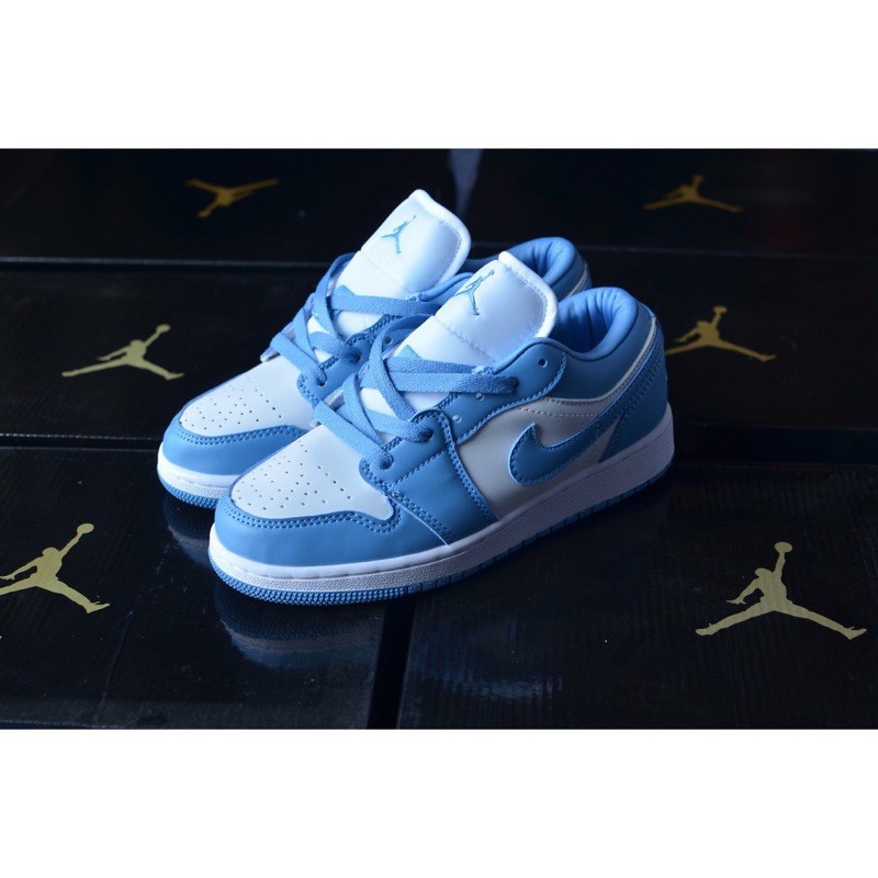 [Hot Trend - giảm giá] Giày Thể Thao Sneakers nam nữ, Giày Jordan low1 UNC Blue,JD xanh Trắng cổ thấp