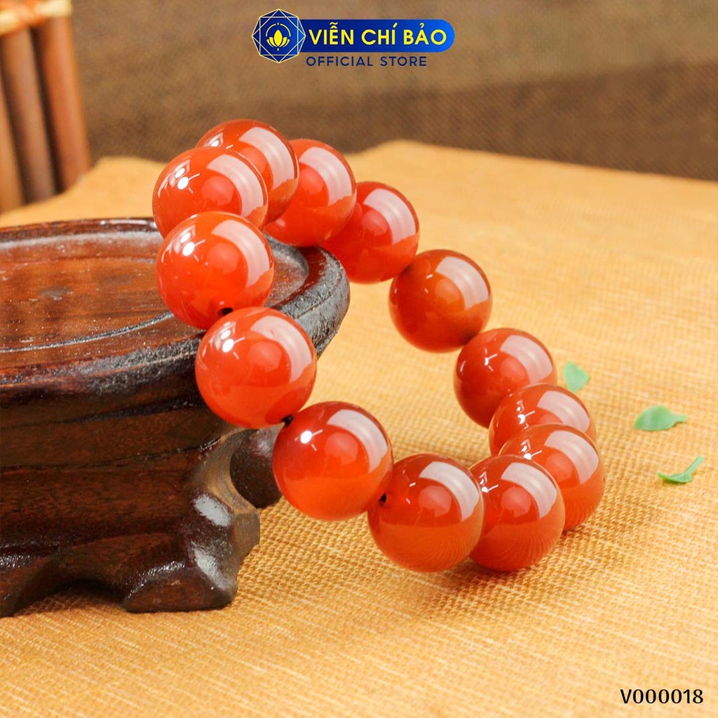 Vòng tay đá phong thủy đỏ mệnh hỏa chất liệu đá tự nhiên thời trang phụ kiện trang sức Viễn Chí Bảo V000019