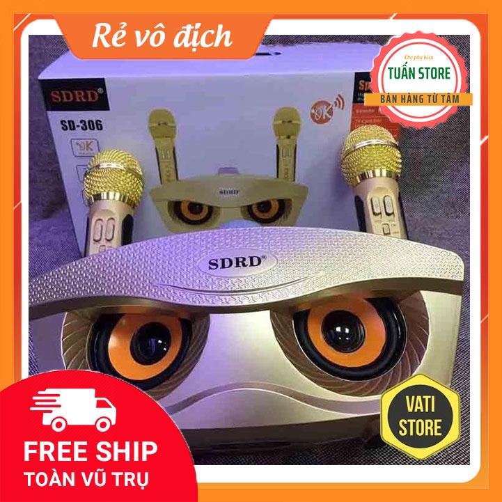 Loa SD-306 karaoke mini di động + Tặng Kèm 2 Micro Không Dây - Loa bluetooth đa năng chính hãng - BH 6 tháng 1 đổi 1